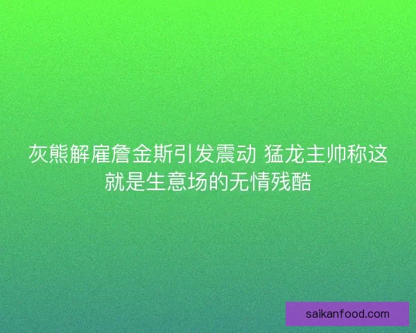 灰熊解雇詹金斯引发震动 猛龙主帅称这就是生意场的无情残酷